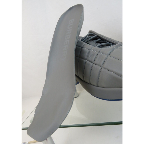 $850 BURBERRY AXBURTON GRAY CHECK QUILTED LEATHER LOGO SNEAKERS 10 US 43 ITALY - Picture 8 of 13